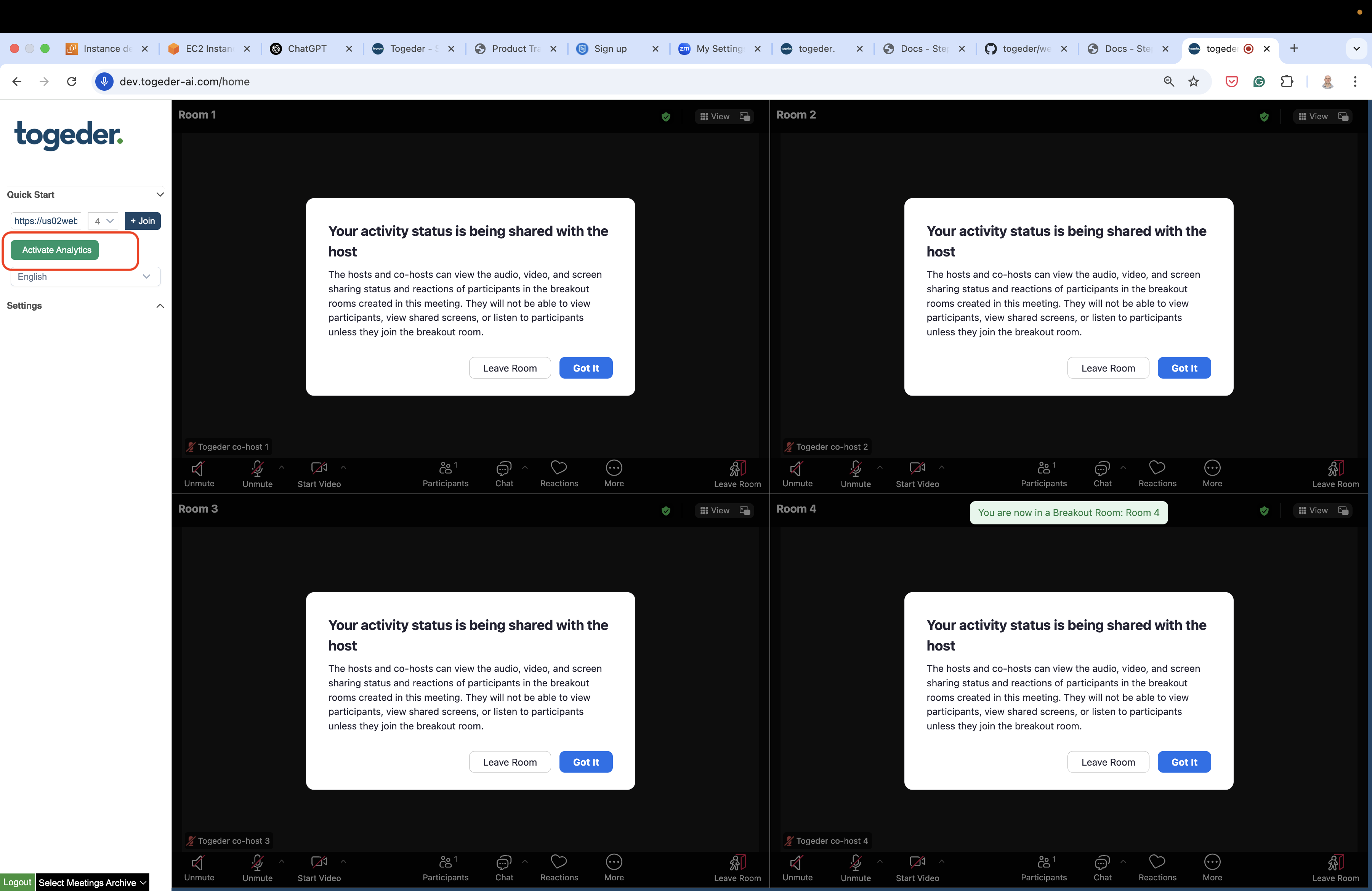 הפעלת אנליטיקות